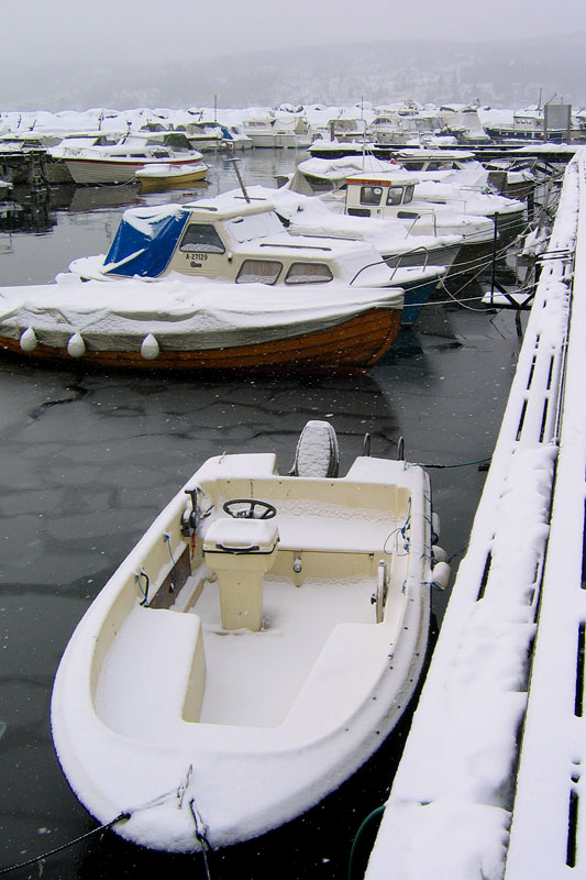 Лодки в снегу