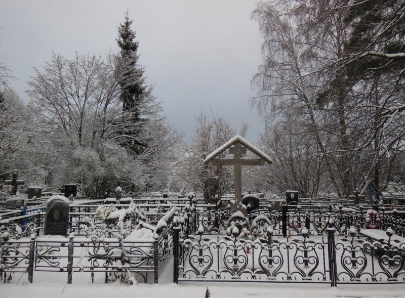 На могилу снег тихонько падал, укрывая деревянный крест.