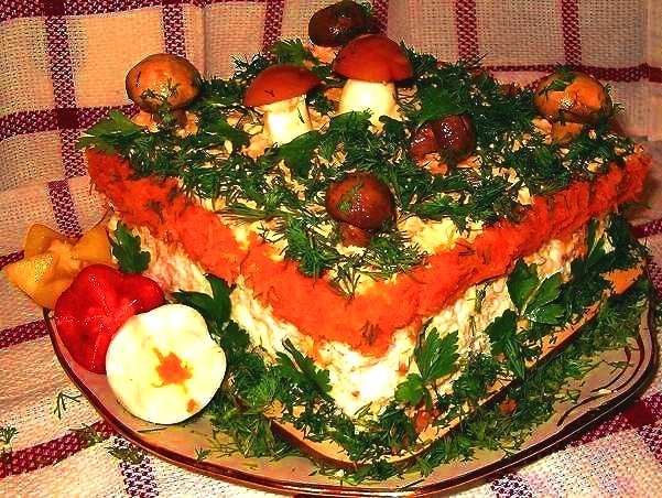 закусочный торт Грибная полянка