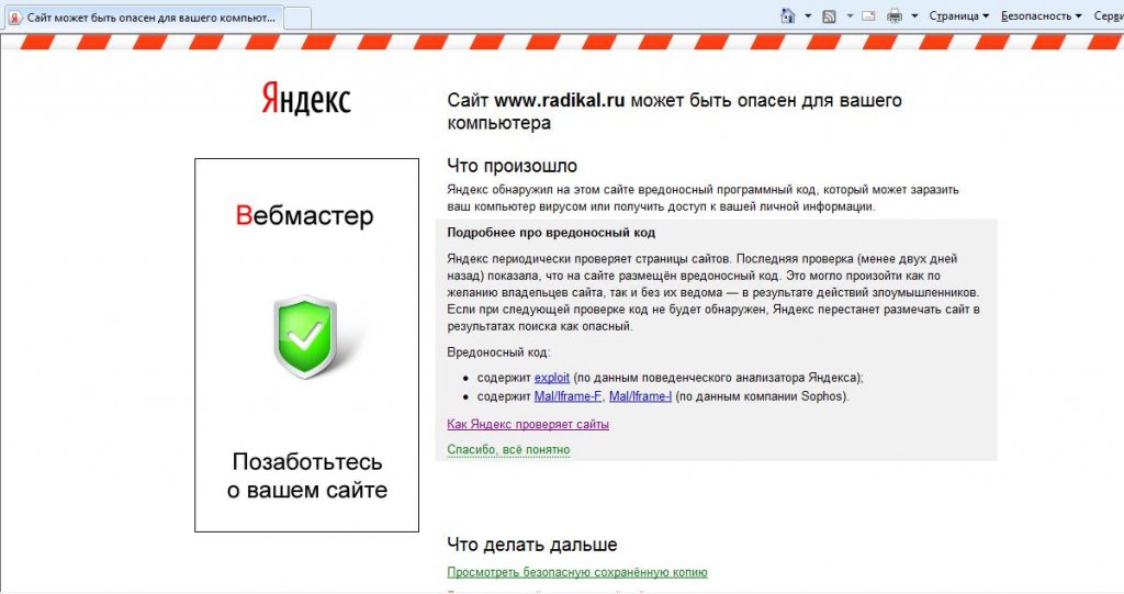 Яндекс про Радикал