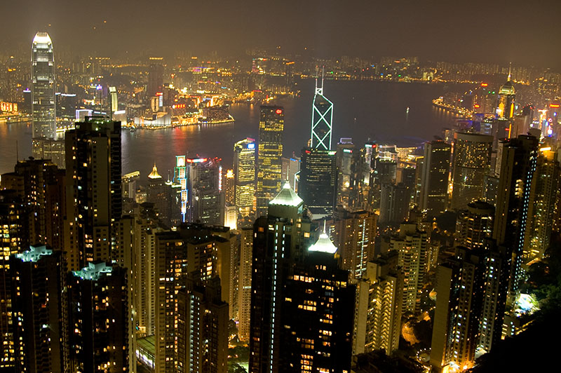 Ночной Гонконг.